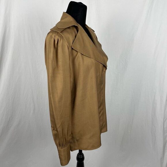 Vintage Levante’ 100% Silk Shoulder Pad Safari Blouse - Women’s 6 - Picture 2 of 8